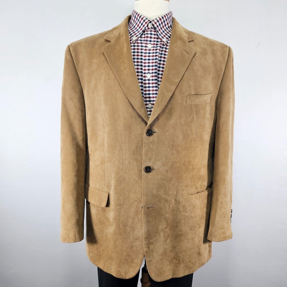 Ralph Lauren Men's Sport Coat Blazer Three Button Brown Suede Polyester 48R